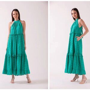 💚 Celina Moon Teal Eyelet Maxi Dress – Boho Dream 💚 Small